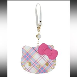 Sanrio Hello Kitty 50th Anniversary Dress Tartan Face Pass Case with Reel Strap